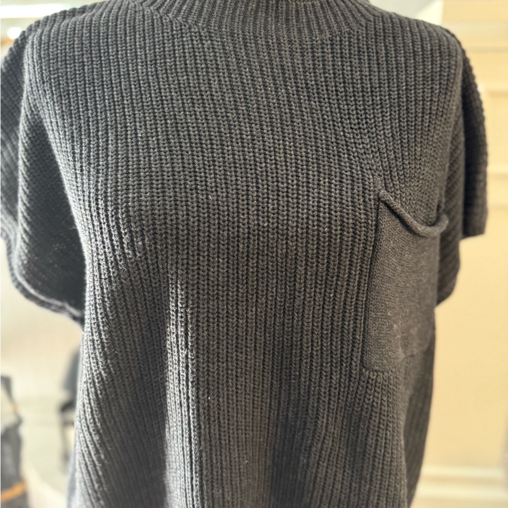 Charcoal Gray Knit Sweater with Pocket